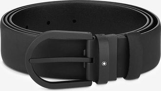 Montblanc Vollst&auml;ndig schwarzer Lederg&uuml;rtel Horseshoe Buckle - 35 mm