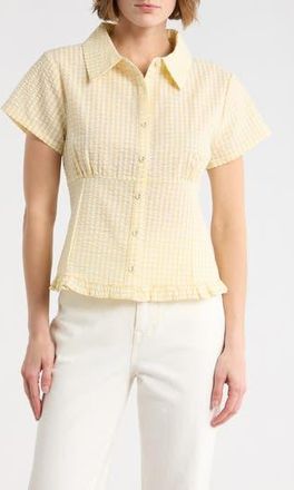 Vigoss Gingham Fitted Top in Yellow at Nordstrom Rack, Size X-Small