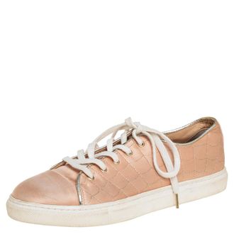 Charlotte Olympia Peach Satin Web Low Top Sneakers