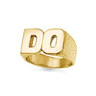 Jewelco London 9ct Gold Personalised Identity Barked Initial Ring | Size: R