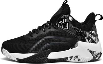 Generic Mens Oversized Basketball Shoes are Lightweight Anti Slip Shock-Absorbing Rebound Grip Sports Training Boots Walking Shoes(Black,12.5 UK)