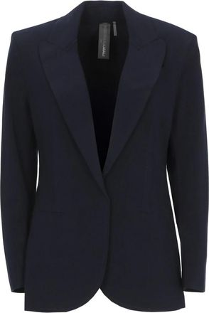Norma Kamali Single-Breasted Blazer - Dames - Blazers - Blauw - S - Leer - Jassen