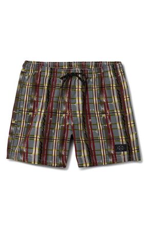 Maui and Sons Ember Plaid Jam Cotton Drawstring Shorts in Grey at Nordstrom, Size Xx-Large