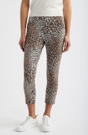 Hue Ultrasoft Leopard Cotton Blend Capri Leggings in Brown at Nordstrom, Size X-Large