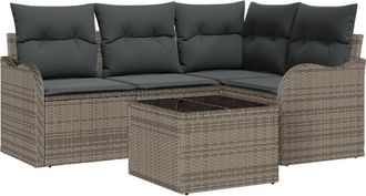 vidaXL Garden Sofa Set Grey Poly Rattan vidaXL