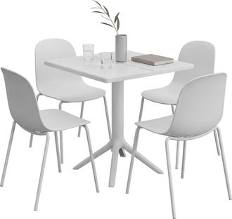 Clp Conjunto De Muebles De Jardin Nerra Con 4 Sillas Blanco