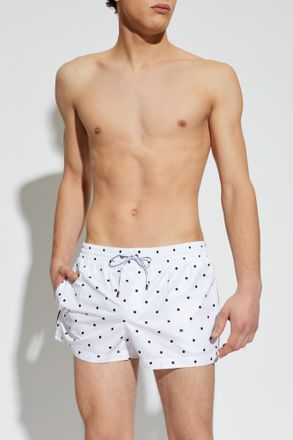 Dolce & Gabbana Swim Shorts With Logo, Mens, White