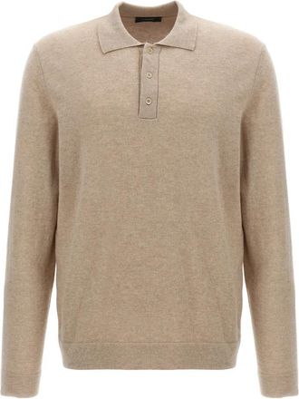 Zanone Cashmere Wollen Poloshirt - Heren - Ronde hals truien - Beige - L - Wol - Truien & Vesten