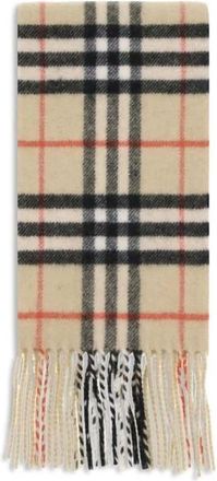 Burberry Dunne Check Kasjmier Sjaal - Heren - Wintersjaals - Beige - ONE Size - Kasjmier - Accessoires