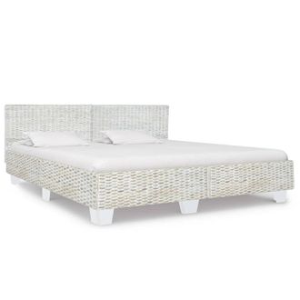 Berkfield Home Bed Frame Grey Natural Rattan 180x200 cm Super King