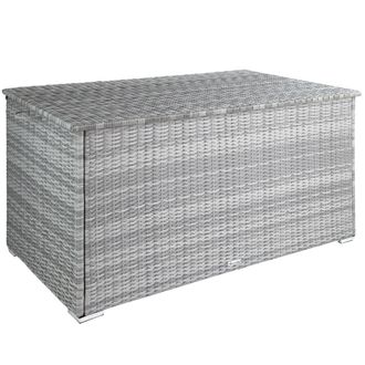 TecTake Ba&uacute;l de jard&iacute;n de rat&aacute;n sint&eacute;tico 145x82,5x79,5 cm gris claro