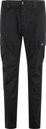 C.P. Company Black Stretch Sateen Ergonomic Cargo Patch Cotton Pants