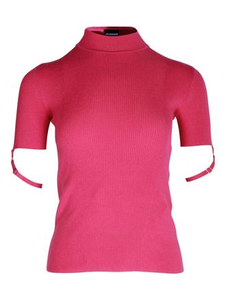 Jacquemus ribbed high-neck top - women - Cotton - 34 - Pink