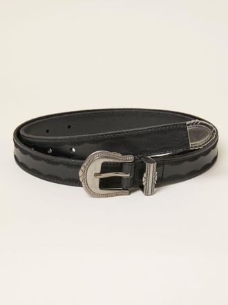 Fat Face FatFace Black Western Detail Leather Belt
