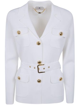 Elisabetta Franchi Belted And Pocket Knit Cardigan