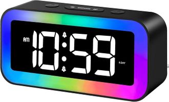 OEM Reloj Despertador Digital Rgb Para Ni&ntilde;os, Reloj Despertador De Mesita De Noche Para Adultos, Reloj Despertador Doble, Reloj Despertador Para Siestas