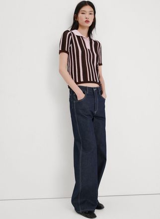 Mango Pullover maglia collo polo cioccolato - Donna - XXS - MANGO