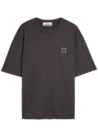 Stone Island Logo Cotton T-shirt - Grey - S