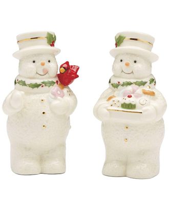 Lenox Happy Holly Days Snowmen Salt & Pepper Set
