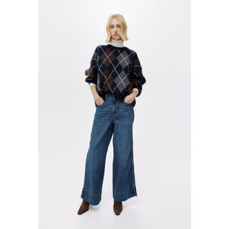 H&M Wide High Jeans in Denim Blue at Nordstrom, Size 12