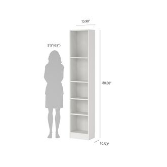 Tvilum Basic Tall Wide 5 Shelf Bookcase, White