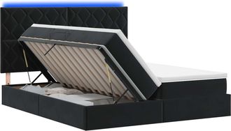 vidaXL Cama De Almacenamiento Led Con Colch&oacute;n Negro 180 X 200 Cm Vidaxl