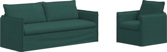 vidaXL Juego De Sof&aacute; 2 Uds. Verde Oscuro Tela Vidaxl