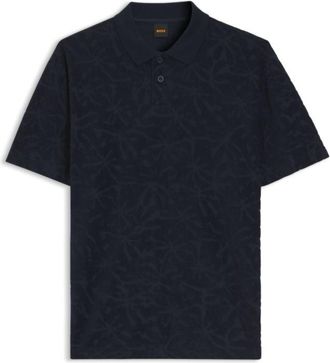 BOSS Floral-jacquard polo shirt in a cotton blend