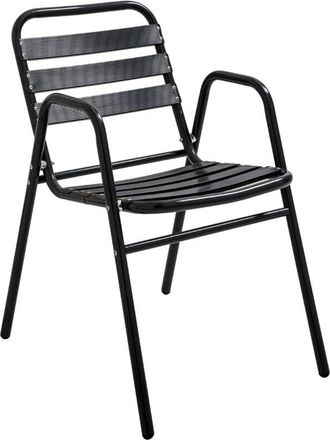 Oviala Oviala - Silla de jardín apilable de aluminio gris negro