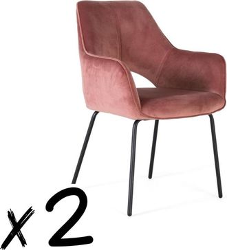 Giner&Colomer Set de 2 sillas en terciopelo marr&oacute;n y metal