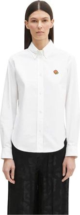 Kenzo Pop Geborduurde Blouse - Dames - Overhemden - Wit - XS - Katoen - Overhemden