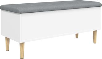 vidaXL Banco Con Almacenaje Madera De Ingenier&iacute;a Blanco 102x42x46 Cm Vidaxl