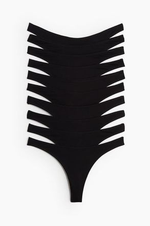 H&M 10-pack cotton thong briefs in Black at Nordstrom, Size X-Small