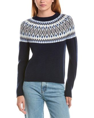Sofiacashmere Sofiacashmere Fairisle Crewneck Wool & Cashmere-Blend Sweater