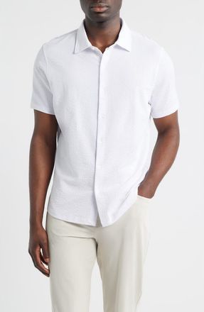 Robert Barakett Manny Short Sleeve Knit Button-Up Shirt in White at Nordstrom, Size Xx-Large