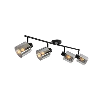 QAZQA Art D&eacute;co Foco De Techo Negro Con Cristal Ahumado 4-luces Ajustable - Laura Vidrio /acero Alargada Adecuado Para Led Max. 4 X 40 Watt - Qazqa