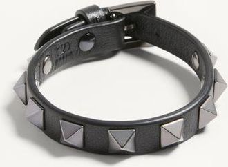 Valentino Garavani Bracciale Rockstud In Pelle Uomo NERO UNI
