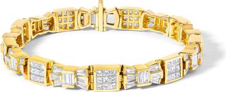 House of Brilliance 14K Yellow Gold 9.0 Cttw Diamond Alternating Bow and Box Link Bracelet- 7