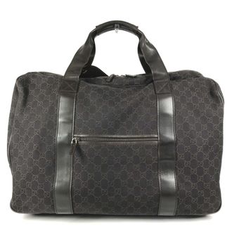 Gucci Brown Gg Canvas Leather Boston Bag (Pre-Owned)