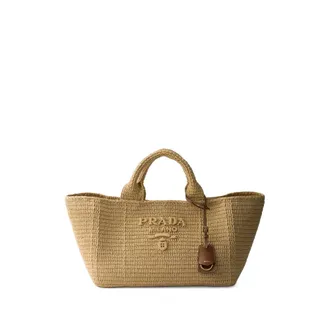 Prada Woven Logo-embossed Tote Bag