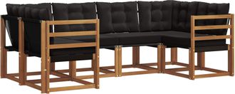 vidaXL Conjunto De Sof&aacute;s De Exterior 6 Uds. Natural Y Negro Vidaxl