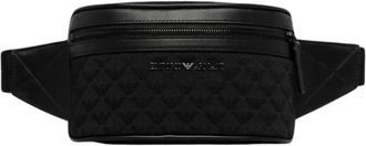 Emporio Armani Nylon Riemtas met Jacquard Adelaar All-over - Heren - Heuptassen - Zwart - ONE Size - Nylon - Tassen