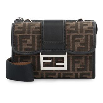 Fendi Tassen, Heren, Veelkleurig, ONE Size, Katoen, Baguette Dubbele Stoffen Schoudertas
