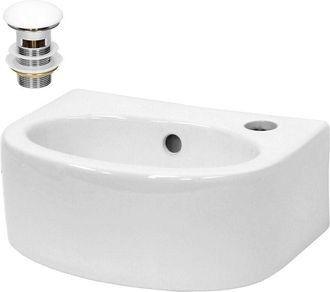 ECD Germany Ecd Germany - Lavabo Cerámica Blanco 335x255x130 mm Con Juego De Drenaje Con Rebosadero Lavamanos Moderno Sobre Encimera Pila Para Baño Aseo