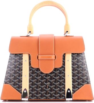 Goyard Saigon Top Handle Bag Coated Canvas with Leather MM