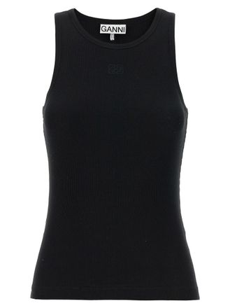 Ganni Black Ribbed top