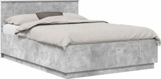 vidaXL Estructura De Cama Con Cabecera Gris Hormig&oacute;n 140 X 190 Cm Vidaxl