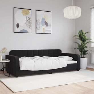 vidaXL Sof&aacute; Cama Sin Colch&oacute;n Terciopelo Negro 90x190 Cm Vidaxl