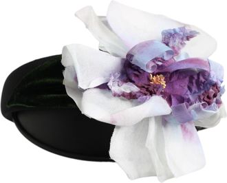 Dolce & Gabbana Womens Black Green Silk Purple White Floral Appliqu&eacute; Accessory Headband