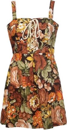 Zimmermann Bonita Lace-up Floral Mini Dress Size S